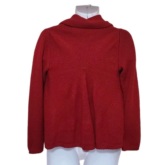 JJill Open Front Cardigan Sweater Women's XS Red Wool Blend Waterfall - Picture 3 of 10
